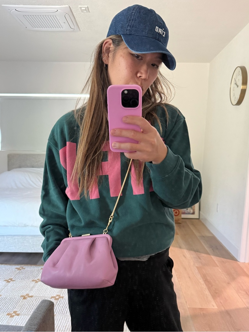 Clare V pink/Purple Leather Chain-Shoulder Crossbody (Sissy)
